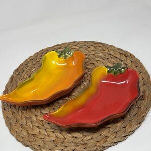 CLAY ART 2 Serving Bowls La Mesa Chili Pepper Design OS